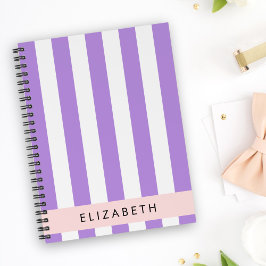 Paarse strips, strips, lijnen, Jouw naam Planner