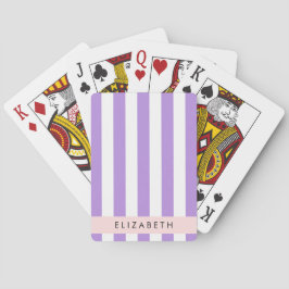 Paarse strips, strips, lijnen, Jouw naam Pokerkaarten