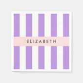 Paarse strips, strips, lijnen, Jouw naam Servet (Voorkant)