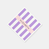 Paarse strips, strips, lijnen, Jouw naam Servet (Hoek)