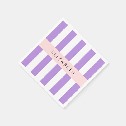 Paarse strips, strips, lijnen, Jouw naam Servet (Hoek)