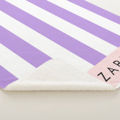 Paarse strips, strips, lijnen, Jouw naam Sherpa Deken (3/4)