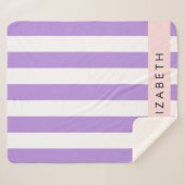 Paarse strips, strips, lijnen, Jouw naam Sherpa Deken (Voorkant (horizontaal))
