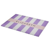 Paarse strips, strips, lijnen, Jouw naam Snijplank (Hoek)