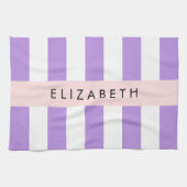 Paarse strips, strips, lijnen, Jouw naam Theedoek (Horizontaal)