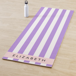 Paarse strips, strips, lijnen, Jouw naam Yogamat