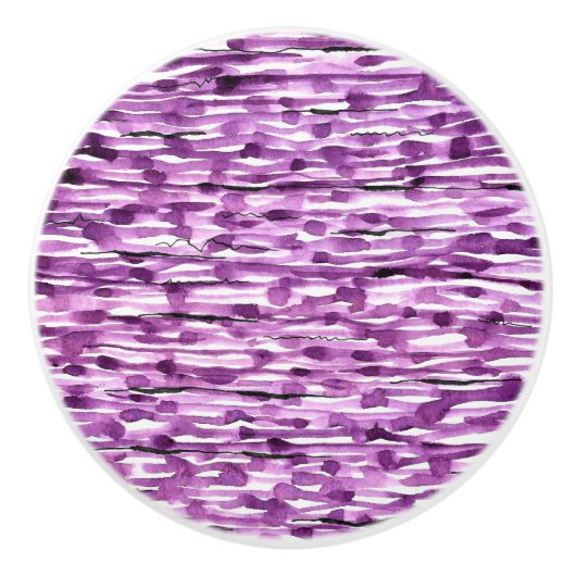 Paarse strips voor Abstracte Waterverf Keramische Knop (Voorkant)