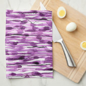 Paarse strips voor Abstracte Waterverf Theedoek (Quarter Fold)