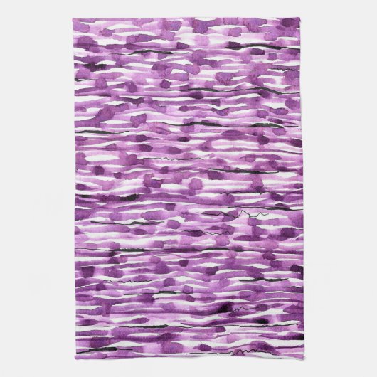 Paarse strips voor Abstracte Waterverf Theedoek (Verticaal)