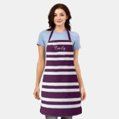 Paarse striptekening van moderne naam schort (Gedragen)