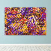 Paarse Stro Splatter Abstract Canvas Afdruk (Insitu (Houten vloer))