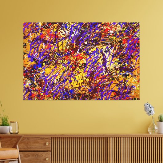 Paarse Stro Splatter Abstract Canvas Afdruk (Insitu (Woonkamer))