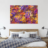 Paarse Stro Splatter Abstract Canvas Afdruk (Insitu (Slaapkamer))