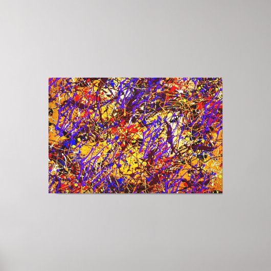 Paarse Stro Splatter Abstract Canvas Afdruk (Voorkant)