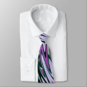 Paarse Stropdas met Abstract groen patroon (Gebonden)