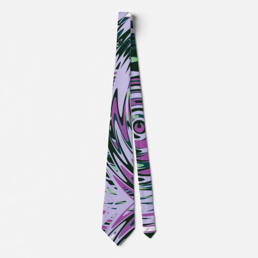 Paarse Stropdas met Abstract groen patroon (Voorkant)