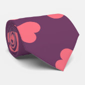 Paarse Stropdas roze harten (Opgerold)