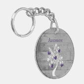 Paarse structuur van het hart Persoonlijke Sleutel Sleutelhanger (Voorkant Links)