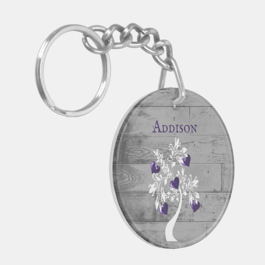 Paarse structuur van het hart Persoonlijke Sleutel Sleutelhanger (Voorkant Links)