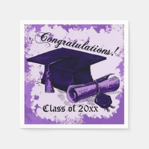 Paarse studeren Cap & Diploma Napkins Servetten