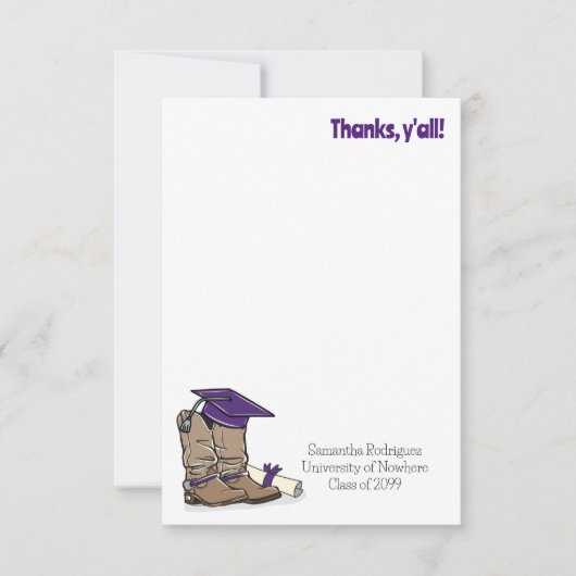 Paarse stuifmep en cowboy Boot Bedankkaart (Voorkant)