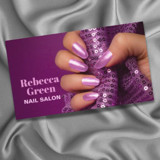 Paarse Stylist Manicurist Nail Artist Nail Salon Visitekaartje