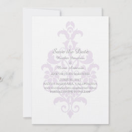 Paarse Subtiele Damast Save the Date Uitnodiging