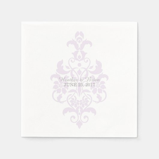 Paarse subtle Damask Paper Napkins Servetten (Voorkant)