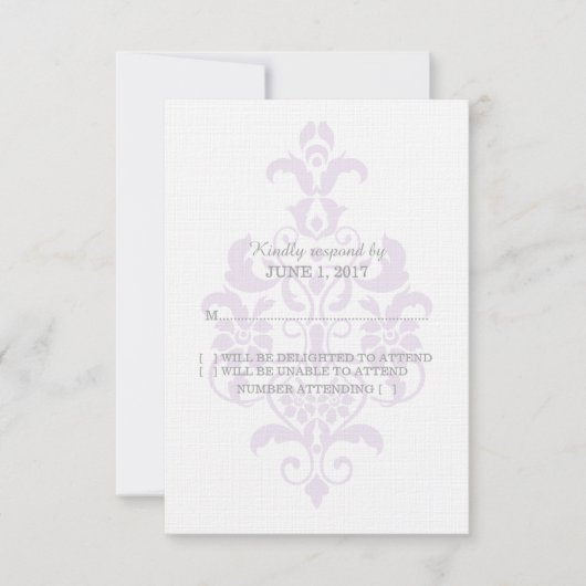 Paarse subtle Damask Response Kaart (Voorkant)