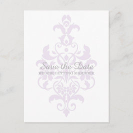Paarse Subtle Damask Save the Date Briefkaart