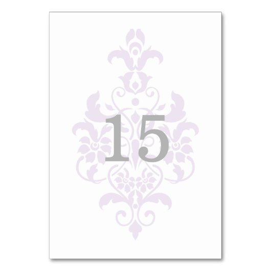 Paarse subtle Damask Table Kaart (Achterkant)