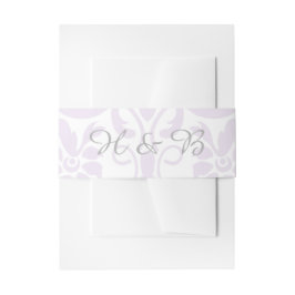 Paarse subtle Damask Wedding Belly Bands Uitnodigingen Wikkel