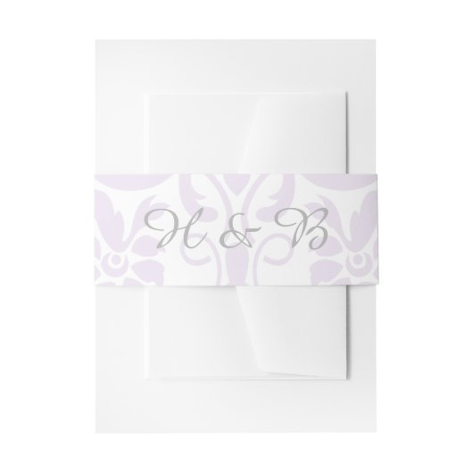 Paarse subtle Damask Wedding Belly Bands Uitnodigingen Wikkel (Voorkant Voorbeeld)