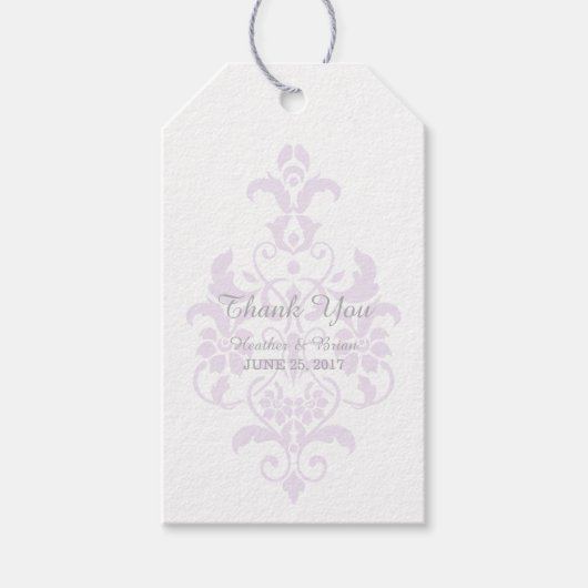 Paarse subtle Damask Wedding Gift Labels Cadeaulabel (Voorkant)