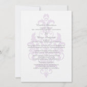 Paarse Subtle Damask Wedding Invite Kaart (Voorkant)