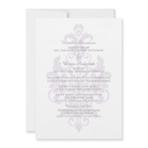Paarse Subtle Damask Wedding Invite