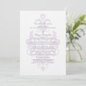 Paarse Subtle Damask Wedding Invite Kaart (Staand voorkant)