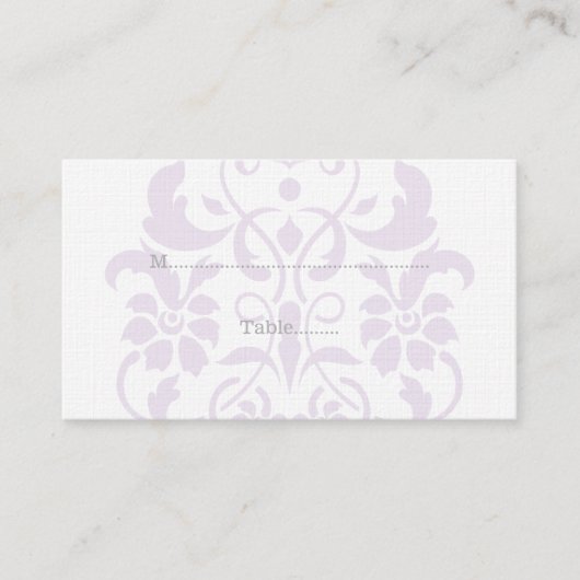 Paarse subtle Damask Wedding Place Cards Plaatskaartje (Voorkant)