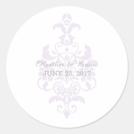 Paarse subtle Damask Wedding Stickers
