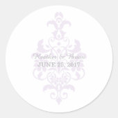 Paarse subtle Damask Wedding Stickers (Voorkant)