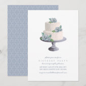 Paarse Succulent Birthday Cake Kaart (Voorkant / Achterkant)