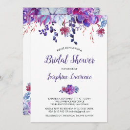 Paarse Succulent Foliage Bridal Shower Invitation Kaart