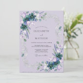 Paarse Succulent Romantische Eucalyptus Bruiloft Kaart (Staand voorkant)