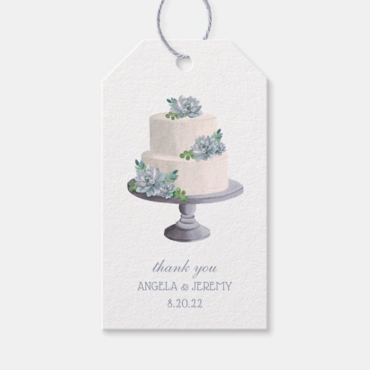 Paarse Succulent Wedding Cake Dank u Cadeaulabel (Voorkant)