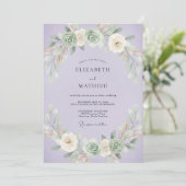 Paarse Succulente Blad Bruiloft Kaart (Staand voorkant)