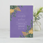 Paarse Succulente Eucalyptus Bruiloft Kaart (Staand voorkant)