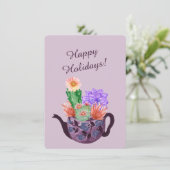 Paarse Succulente Verrassing Feestdagenkaart (Staand voorkant)