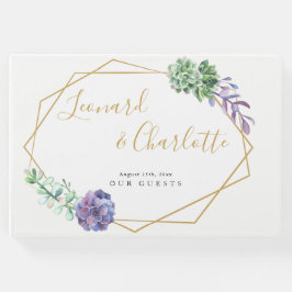 Paarse Succulenten Bruiloft Gasten Boek aandenken