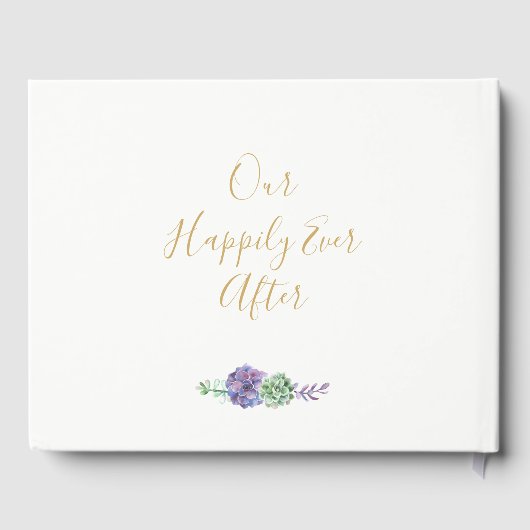 Paarse Succulenten Bruiloft Gasten Boek aandenken (Achterkant)