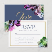 Paarse Succulenten Elegant RSVP-kaart RSVP Kaartje (Voorkant / Achterkant)